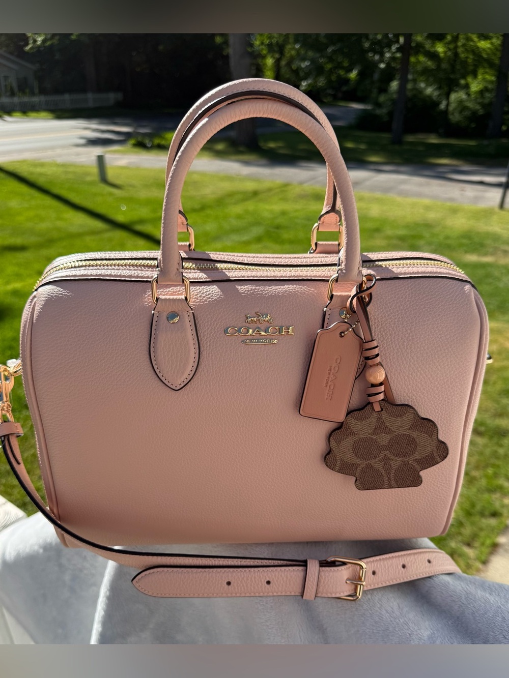 🤍New Coach Rowan Large Satchel Bag With Shell Charm (Exclusive)
